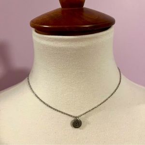 Silver Letter Necklace S in Circle